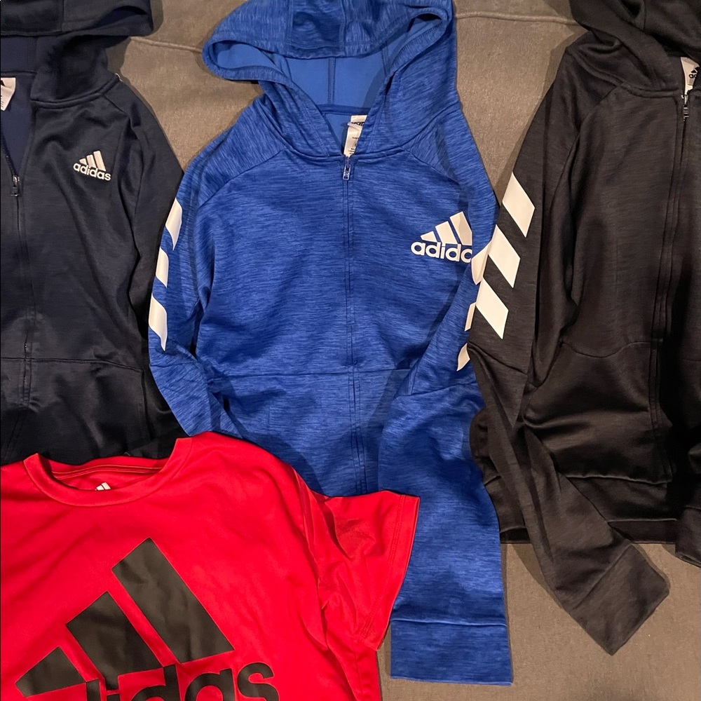 Lot of 4 Boy’s Large 14/16 Adidas Hoodie/ Long sleeve,Zip up, T-shirt lot!